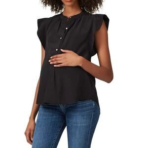 Hatch Black Flutter Sleeve Maternity Blouse